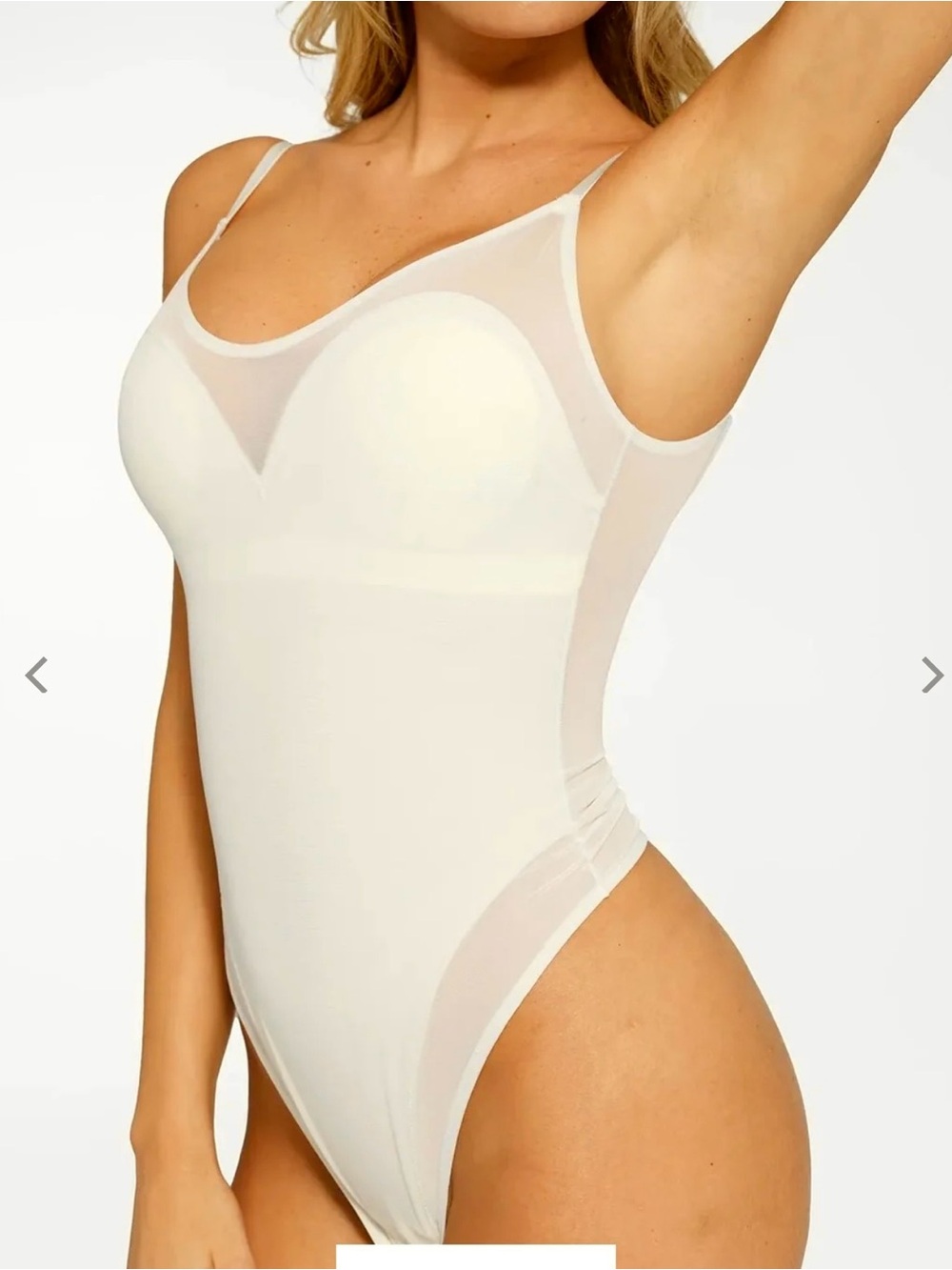 New Popilush Ivory Built-In Shapewear Bodysuit Thong Sculpting Body Size M NWT